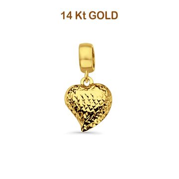 14K Yellow Gold Heart Charm for Mix&Match Pendant 20mmX10mm 0.7 grams